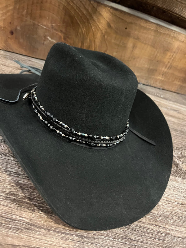 Cowboy Collectibles Black Beaded Horsehair Hatband-HB13