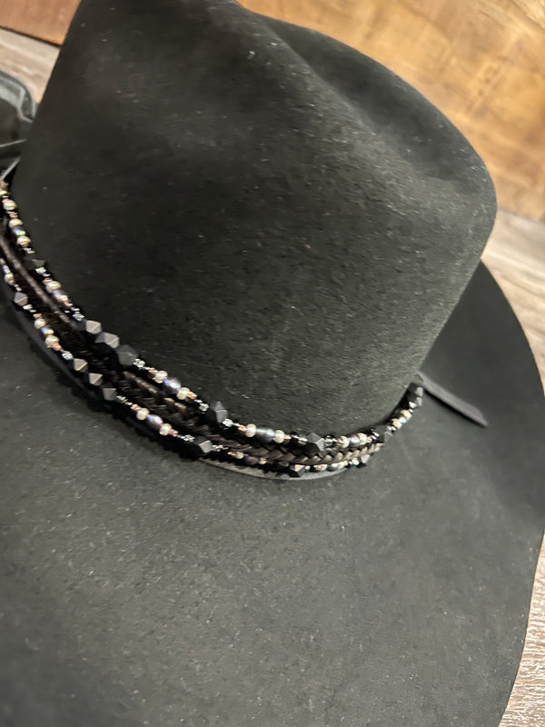Cowboy Collectibles Black Beaded Horsehair Hatband-HB13
