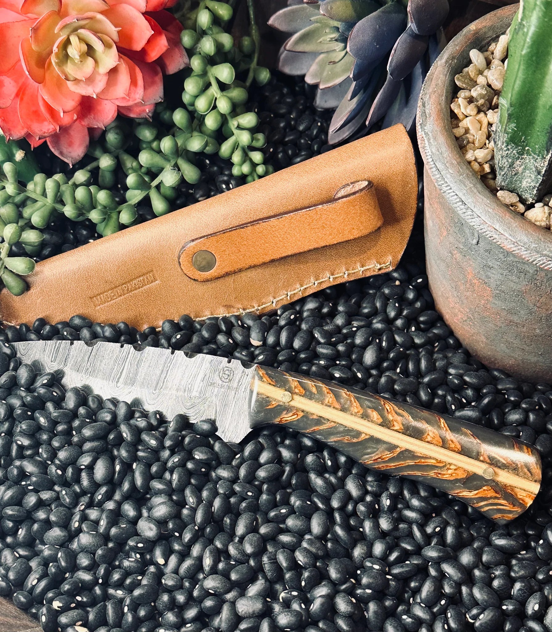 Circle SH Damascus Pinecone Handle CSH-PC