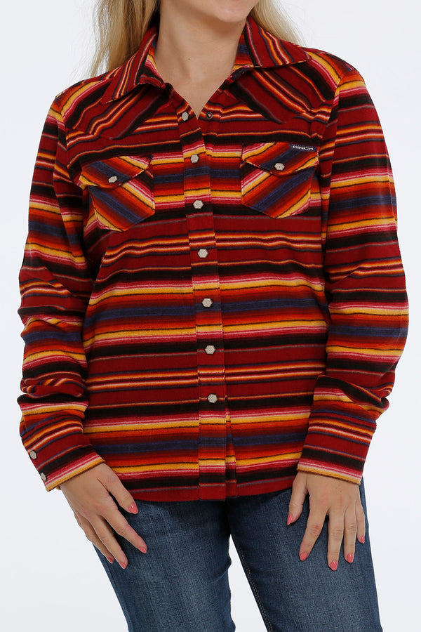 Cinch Ladies Western Jacket Shirt Jac Striped Polar Fleece MAJ9859001