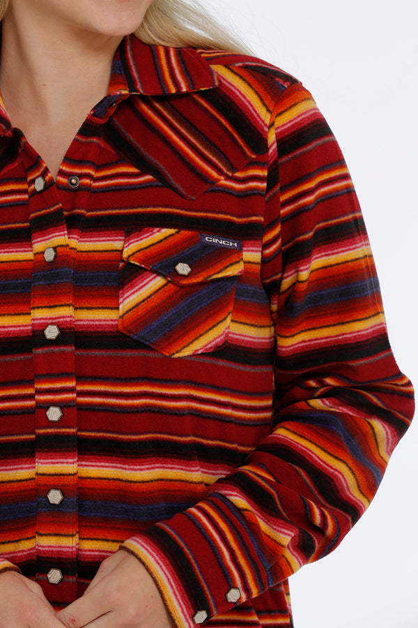 Cinch Ladies Western Jacket Shirt Jac Striped Polar Fleece MAJ9859001