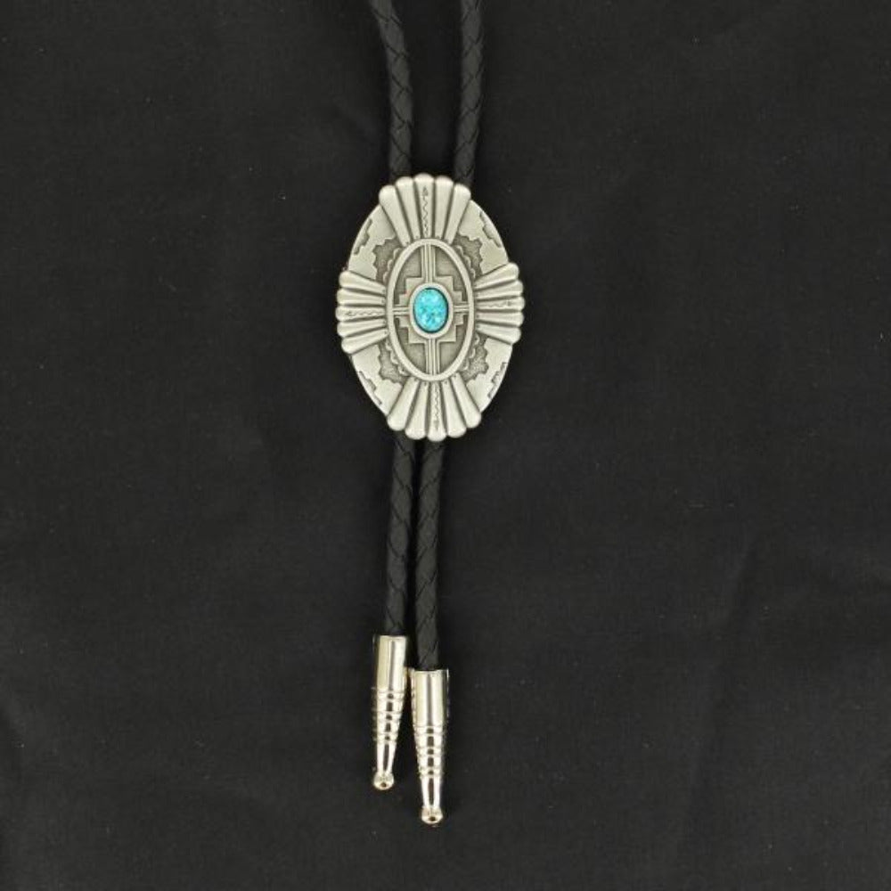Silver & Turquoise Southwestern Double S Bolo by M&F 22114