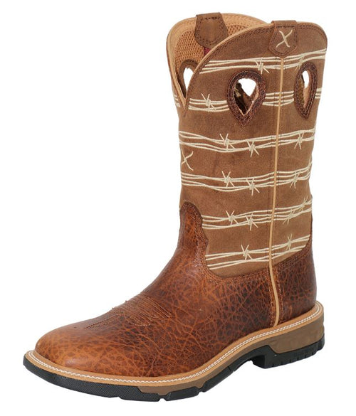 Twisted X Men's 12" Rustic Brown & Lion Tan Soft Toe Work Boot MXB0010