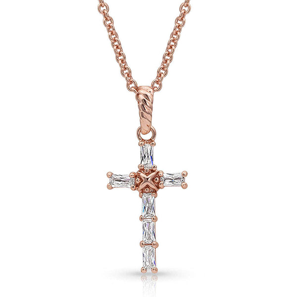 Entwined Rose Gold Brilliant Cross Necklace NC3239RG