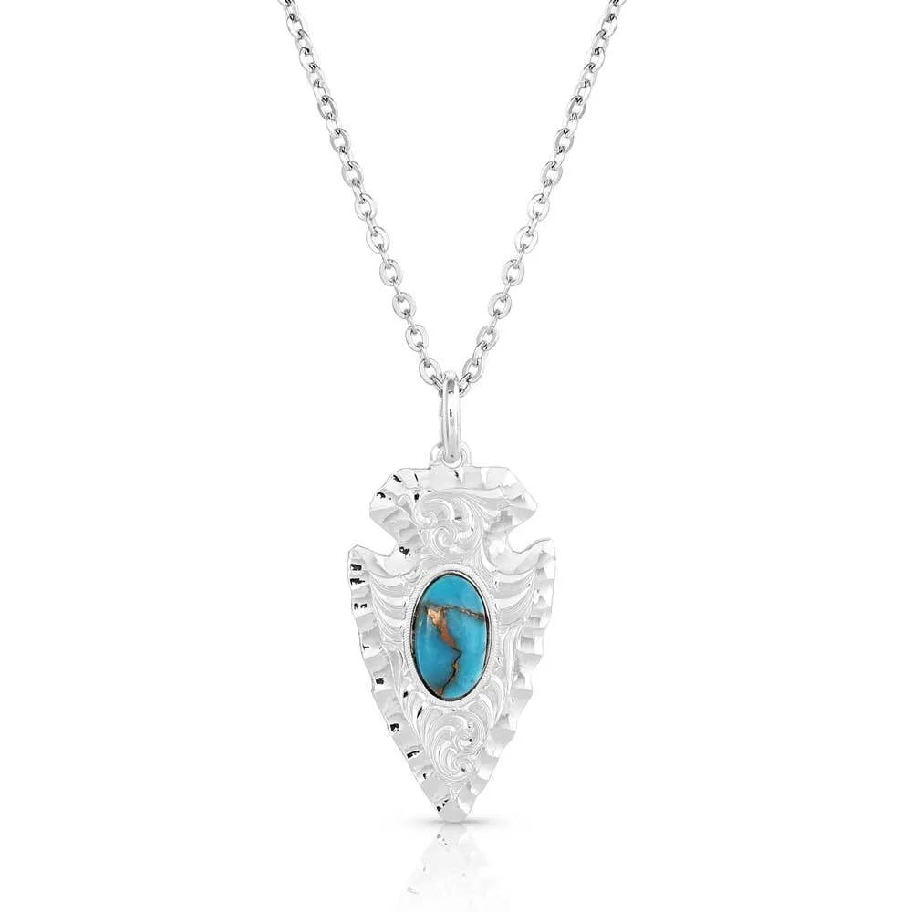 Montana Silversmiths Chiseled Arrowhead Turquoise Necklace-NC5393