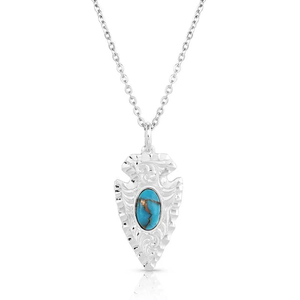 Montana Silversmiths Chiseled Arrowhead Turquoise Necklace-NC5393