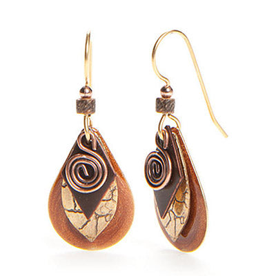 Silver Forest Coil and Layered Shapes Earrings - NE-1244