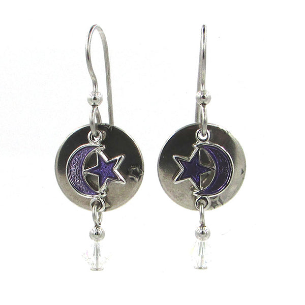 Silver Forest Purple Moon & Star Earrings NE-1723