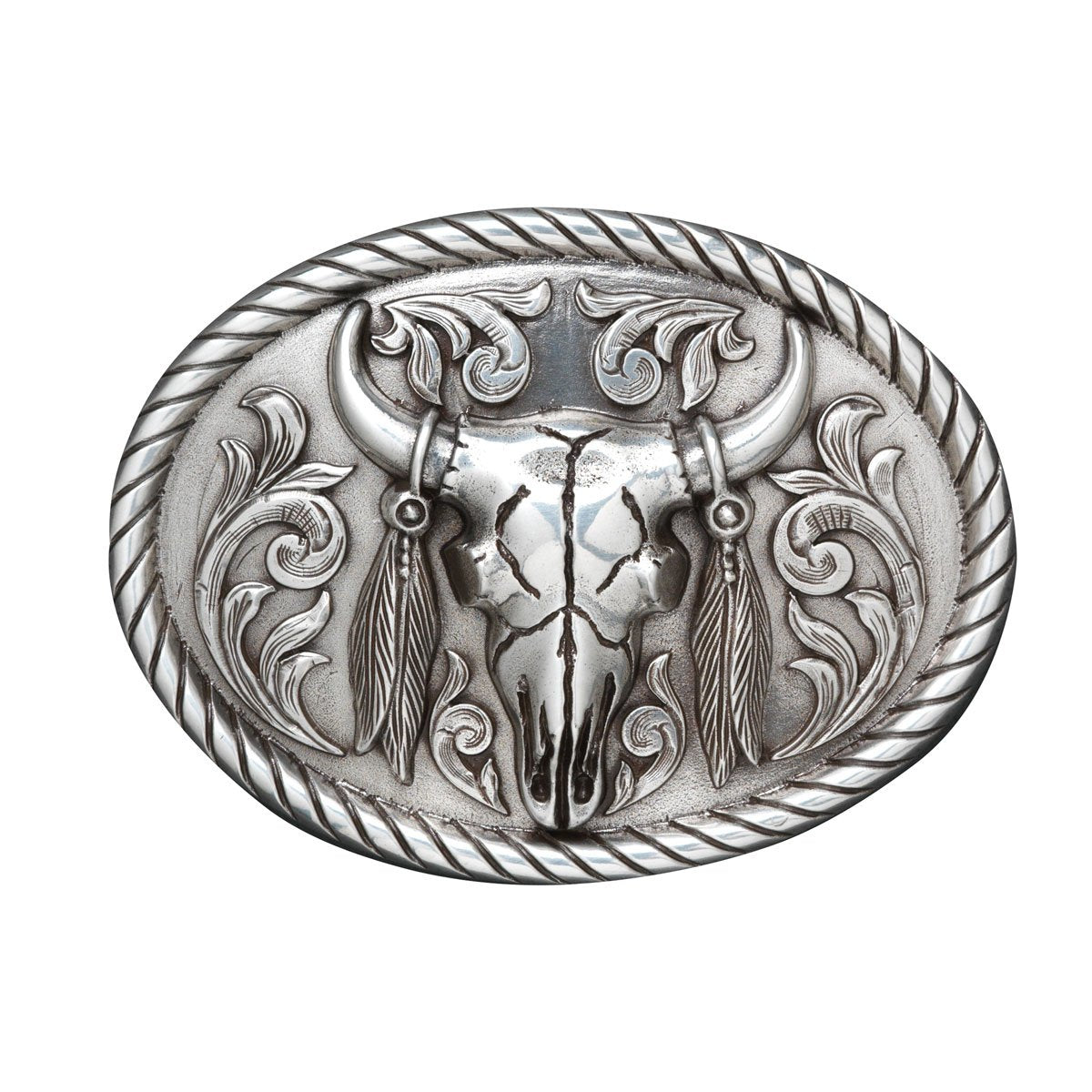 Nocona Men's Steer Skull & Feathers Buckle Buckle 37030