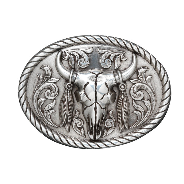 Nocona Men's Steer Skull & Feathers Buckle Buckle 37030