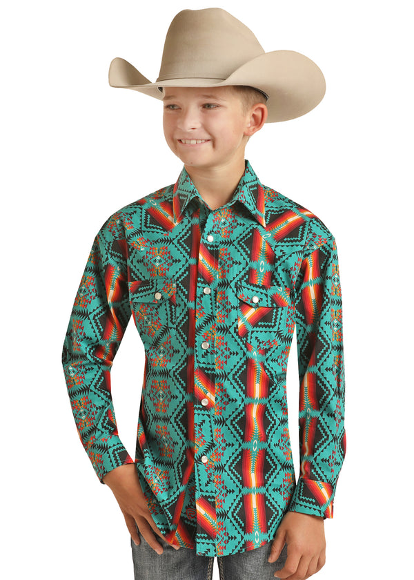 Boy's Rock & Roll Cowboy Long sleve Snap Shirt  RRBSOSRZ14445