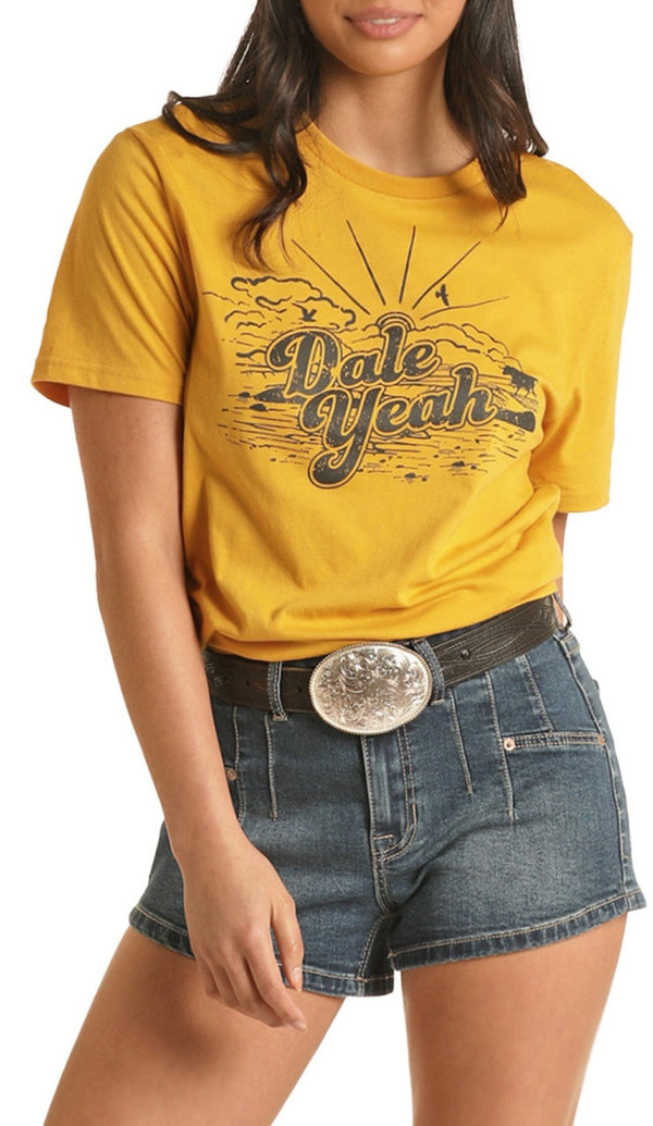 Rock & Roll DALE BRISBY YELLOW GRAPHIC TEE RRUT21R120