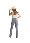 Rock & Roll Denim Ladies Horseshoe Cactus Mid Rise Boot Cut Jean RRWD4MR0XQ