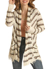 Ladies Stripe Knit Cardigan RRWT95R03V