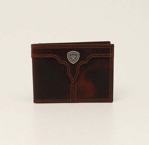 Ariat Center Bump Shield Brown Bifold Wallet A3550202