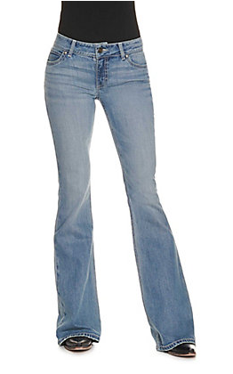 Wrangler Ladies Retro Mae Light Wash Mid Rise Flare Jeans 09MWFNT