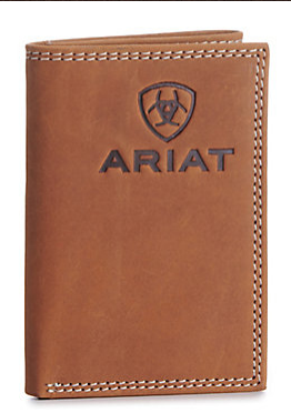 Ariat Men's Tan Embossed Logo Trifold Wallet A3548144