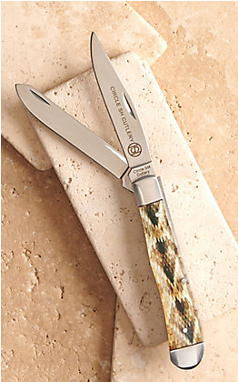 Circle SH Cutlery Acrylic Rattlesnake Print Trapper Knife OK311