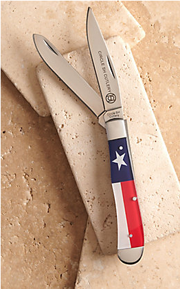 Circle SH Cutlery Acrylic Texas Flag Print Trapper Knife OK314
