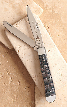 Circle SH Cutlery Acrylic Gator Print Trapper Knife OK-309