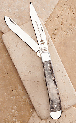 Circle SH Cutlery Pewter Marble Swirl Trapper Knife OK324