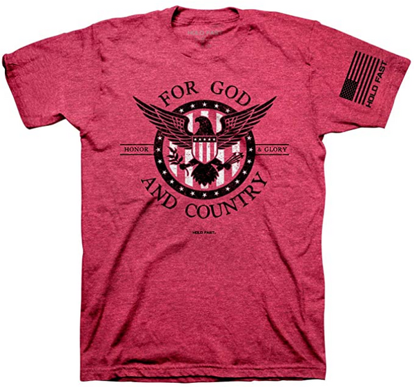 Hold Fast Men's T-Shirt Honor and Glory God and Country - Red Heather