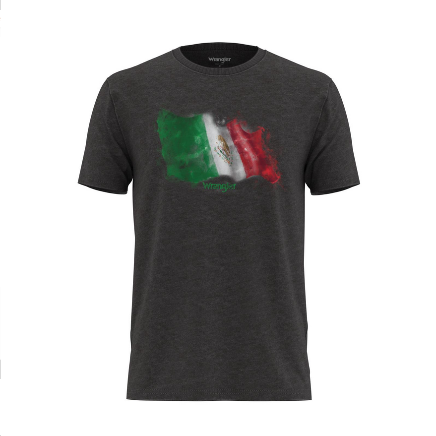 Wrangler Mexican Flag Short Sleeve T-Shirt - Caviar Heather 112318451