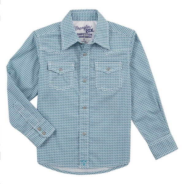 Wrangler Boys 20X Competition - Advanced Comfort Shirt - Blue 112317146