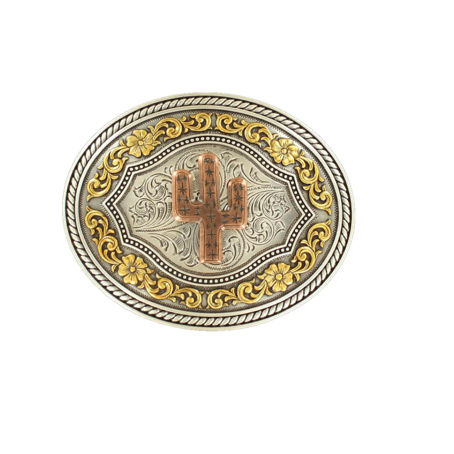 Nocona Western Men's Buckle Oval Floral Cactus 37701