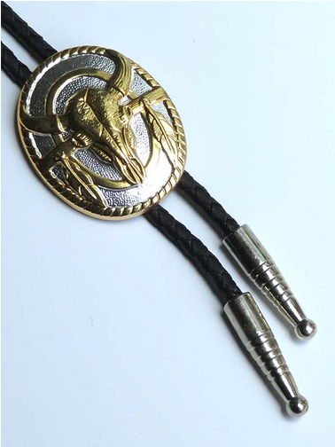 Gold Skull Oval Concho Bolo Tie 22274