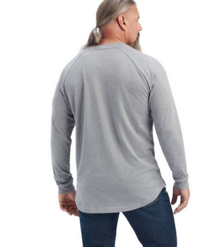 Ariat Men's Rebar Cotton Strong Long Sleeve T-Shirt- Heather Grey - 10041488