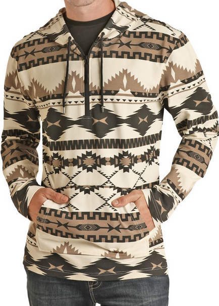 Men's Powder River Aztec Quarter Zip Knit Hoodie PRMO91RZXN