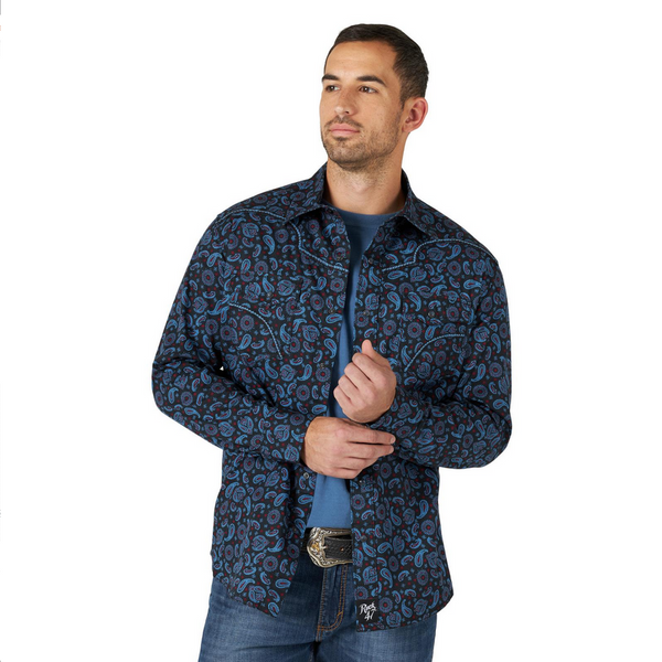 Rock 47 By Wrangler Long Sleeve Shirt Modern Fit Moonlit Ocean 112