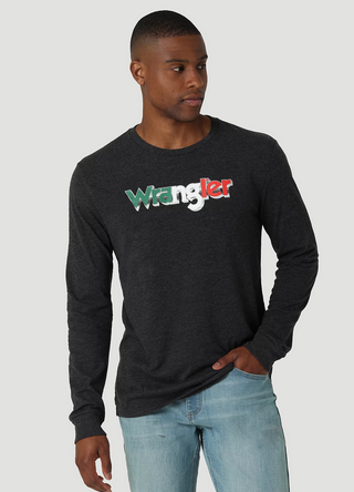 Wrangler Men's Long Sleeve Wrangler Mexican Flag T-Shirt 112319288