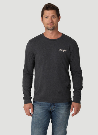 Wrangler Men's Long Sleeve Carved Cowboy Graphic T-Shirt