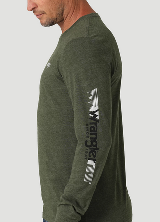 Wrangler Men's Long Sleeve Arm Blur Logo T-Shirt 112319259