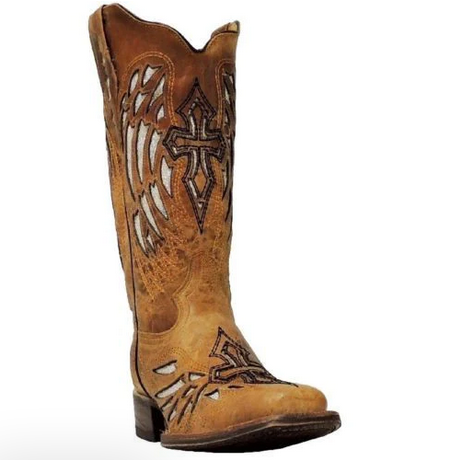 Cowtown Ladies Tan Sequence Wing and Cross Boot F402
