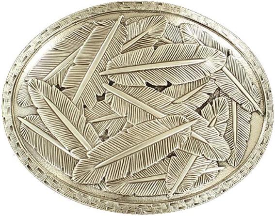 Nocona Mens Oval Stamped Edge Scattered Feathers Buckle 37715