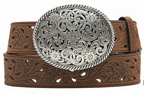 Tony Lama Women's Brown Pierced Filigree Trophy Belt C50029