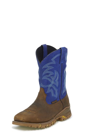 Tony Lama Men's Roustabout Blue Steel Toe Waterproof 11" Height TW5010