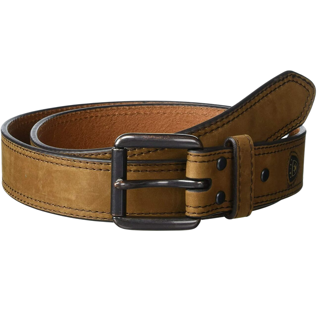 Ariat Brown Western Mens Distressed Double Stitch Belt with Logo by Ariat MFW Model A1012702
