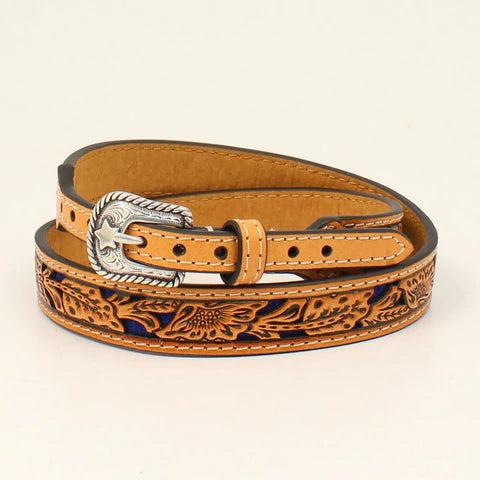 Twister Floral Tooled With Blue Underlay Hatband 0275227