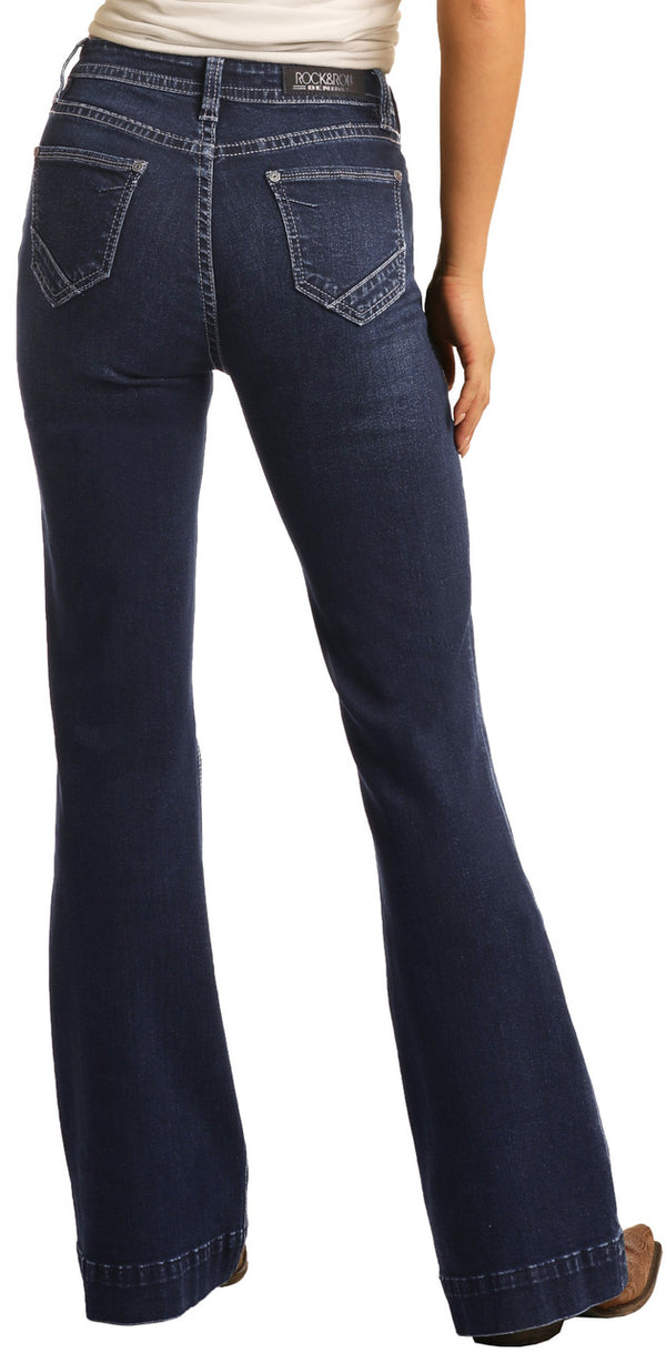 Rock&Roll High Rise Extra Stretch Button Fly Trouser Jeans #W8H4165