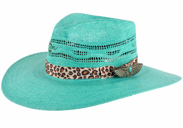 Charlie 1 Horse Right Meow Turquoise Straw hat CSRTMW-3436