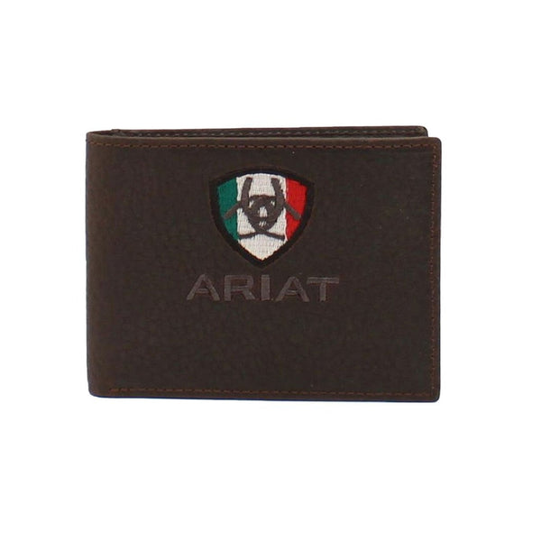 Ariat Men's Mexico Flag Logo Rowdy Brown Bi-fold Wallet A35493282