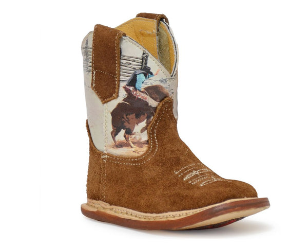 Roper Infant Bull Rider Brown Suede Side Zip Boots 09-016-7912-8451