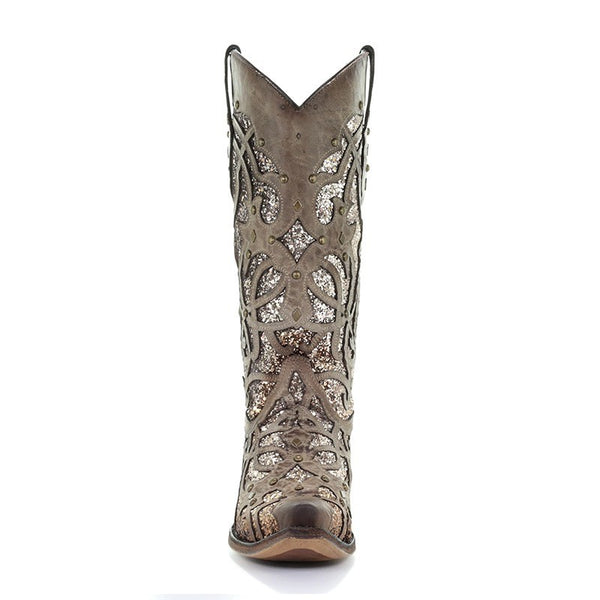 Corral Ladies Orix Glitter Inlay and Studs Snip Toe Boots C3331