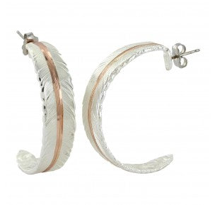 Montana Silversmiths Feather Rose Gold Vein Hoop Earrings