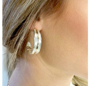 Montana Silversmiths Feather Rose Gold Vein Hoop Earrings