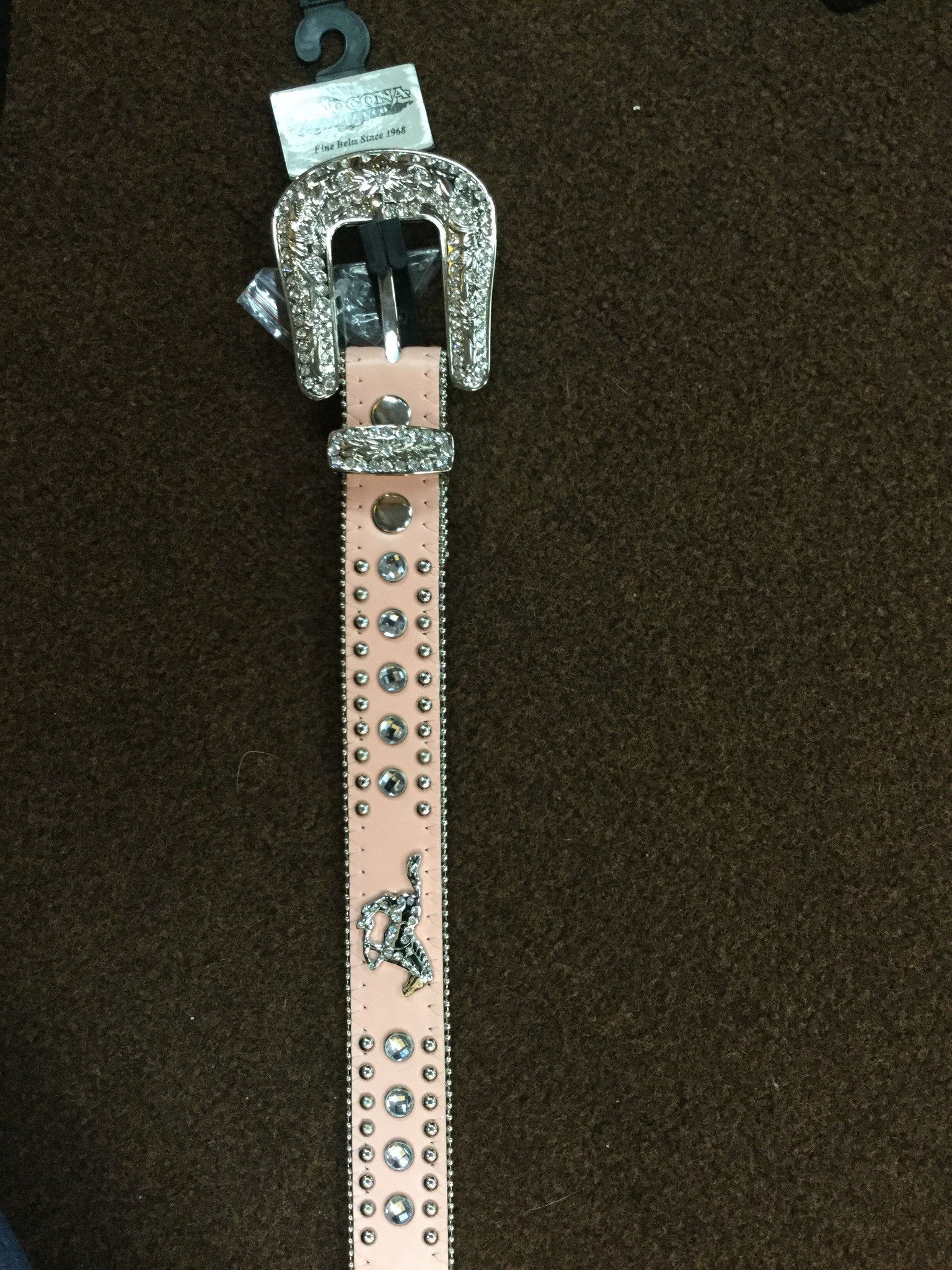 Nocona Girl's Running Horse Conchos Belt Pink N4427630